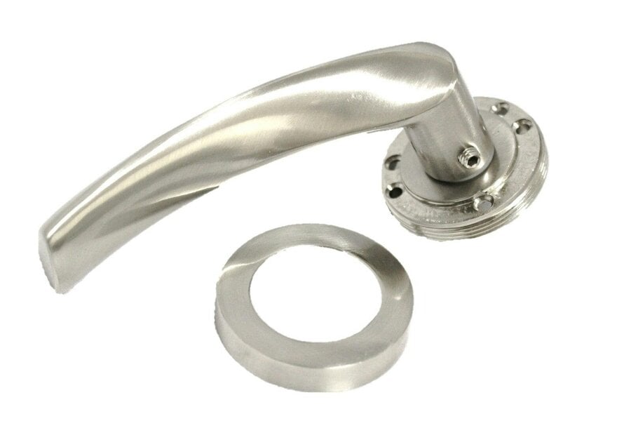 EDH Door Hardware Satin Nickel Twist Door Handles + Latches Set Internal Lever on Rose 1 Pair
