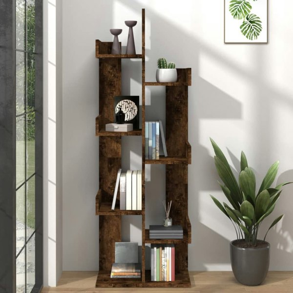Berkfield Book Cabinet 48x25.5x140 cm Smoked Oak Engineered Wood