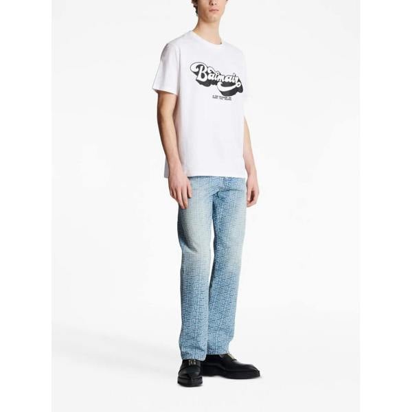 Balmain 70s Logo Print T-Shirt   in  Black