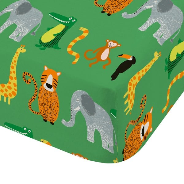 Catherine Lansfield Animal Magic Fitted Sheet Green