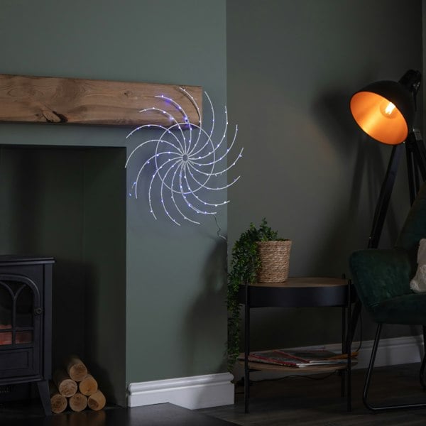 Samuel Alexander 50cm Light up Christmas Catherine Wheel with 96 Blue and White LEDs
