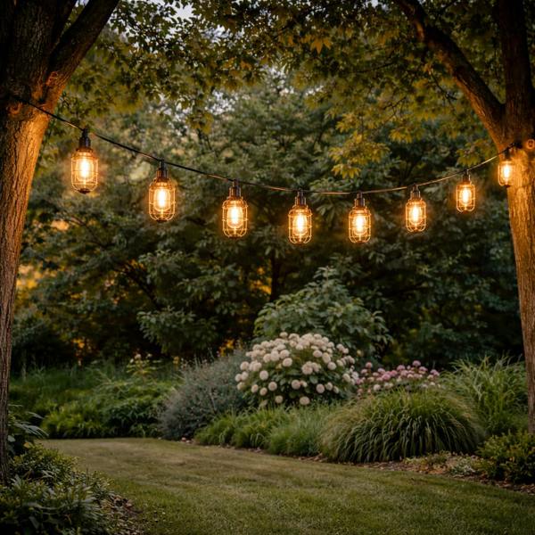 Gardenwize 10 LED Timeless Caged Lantern Solar String Lights Vintage Hanging Lights