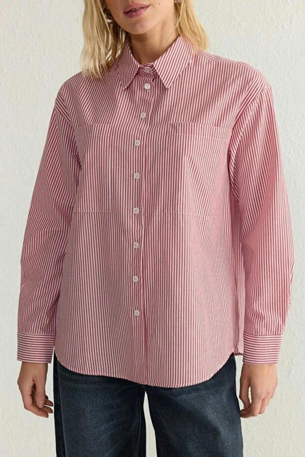 WOVCOR Striped Woven Shirt with Pocket Detail
