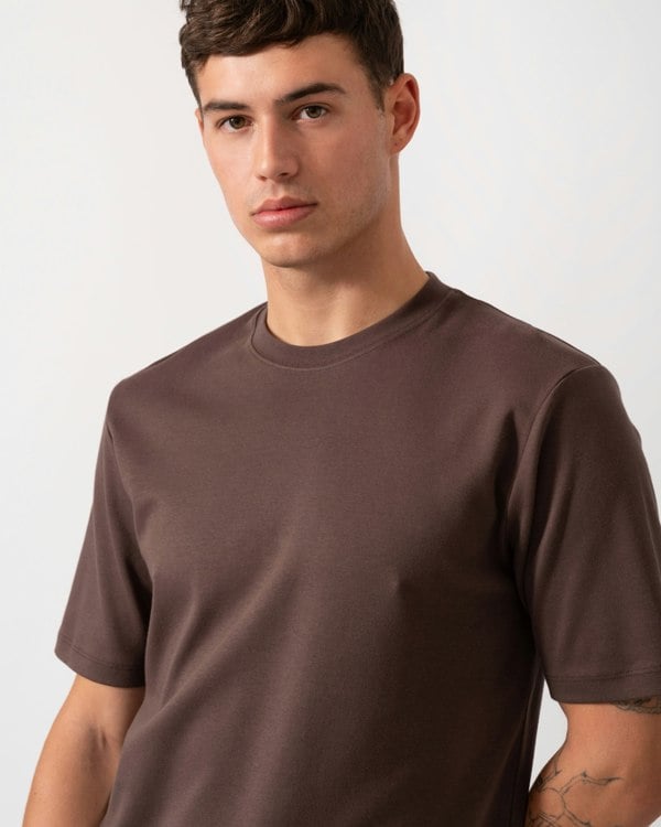 Oliver Sweeney Palmela Mens Crew Neck T-Shirt - Chocolate