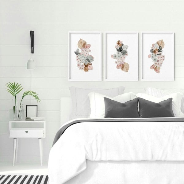 Shabby chic bedroom | set of 3 wall art prints