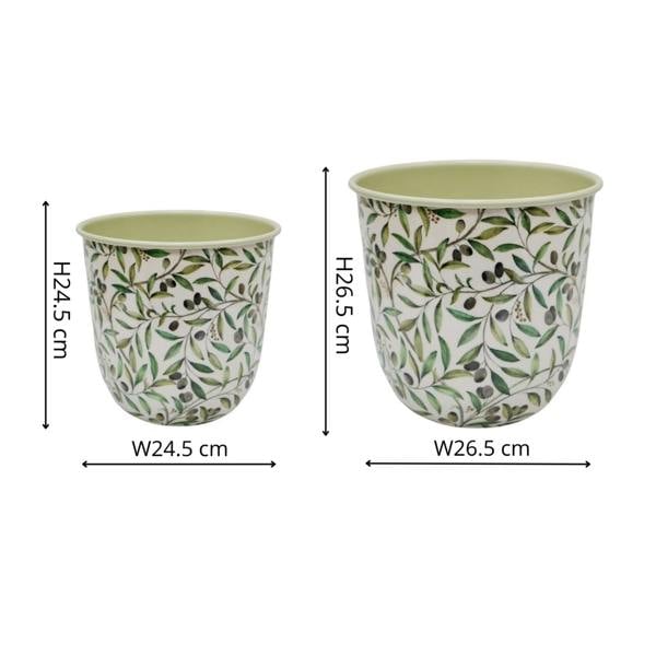Ivyline Maisie Vintage Olive Metal Planter Set of 2