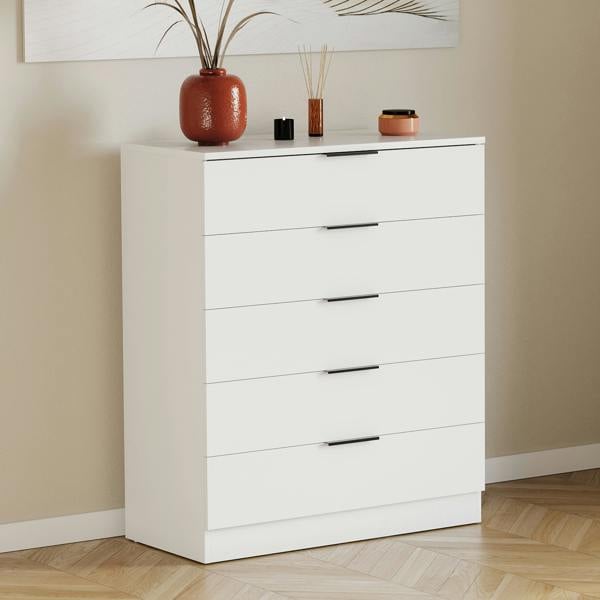 Vida Designs Trega 5 Drawer Chest, Black