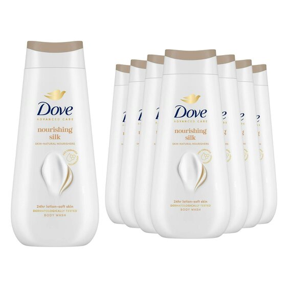 Dove Advanced Care Nourishing Silk Body Wash 24H Renewing Micromoisture, 8x225ml