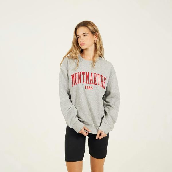 Brave Soul Grey Crew Neck Embroidered Sweatshirt - Grey Image 1