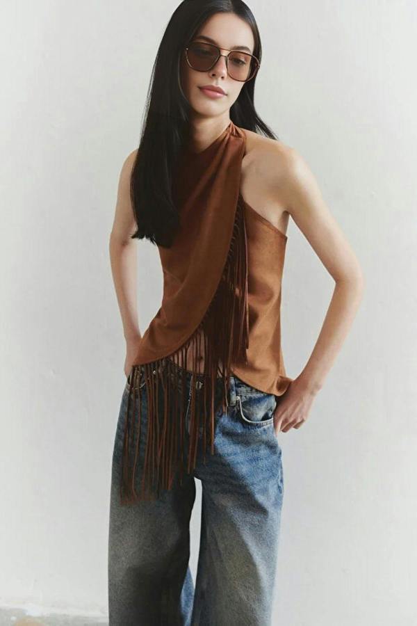 WOVCOR Halter Neck Vest with Tie Neck