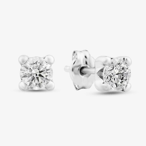 T. H. Baker 9ct White Gold Round Cubic Zirconia Stud Earrings  5.59.1860