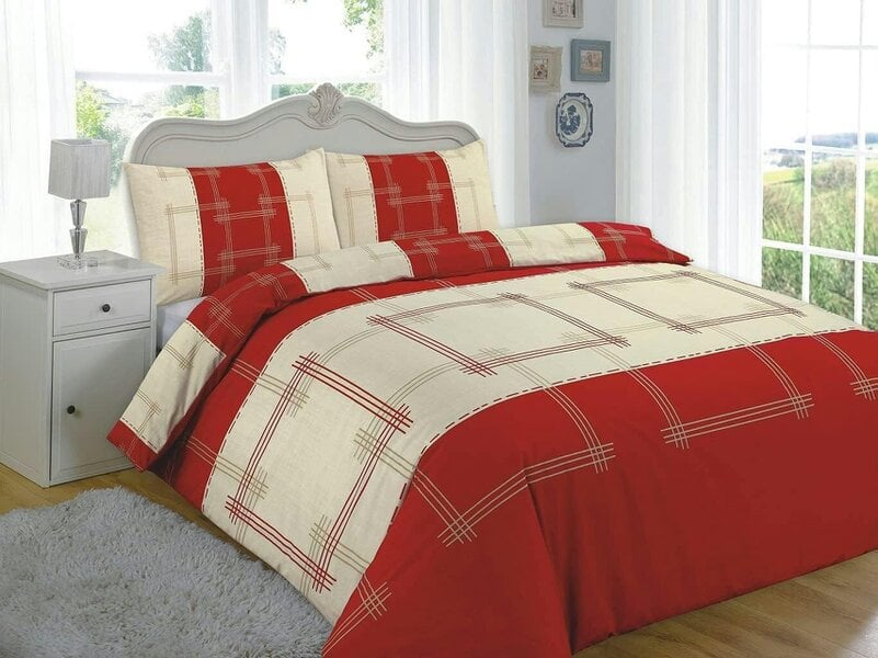 Night Zone Campus Check Duvet Cover Set – Geometric Printed Polycotton Bedding with Pillowcases