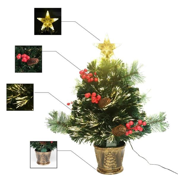 2ft to 6ft Fibre Optic Christmas Tree with Star Topper, Pre-Lit Green Artificial Display image 6
