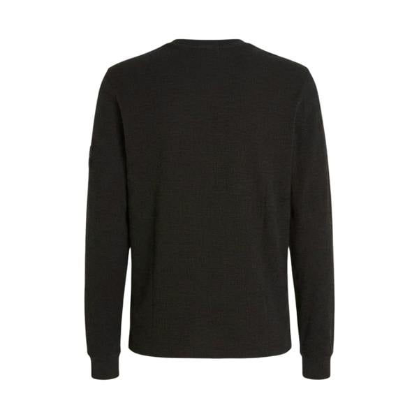 Calvin Klein Mens Waffle Long-Sleeved Top - Black - 