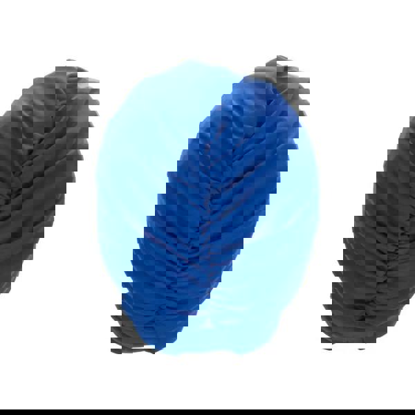 Royal blue satin applique fabric swim cap with gathered elastic band