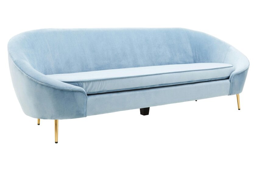 Fifty Five South Yasmeen 3 Seat Aqua Blue Velvet Sofa