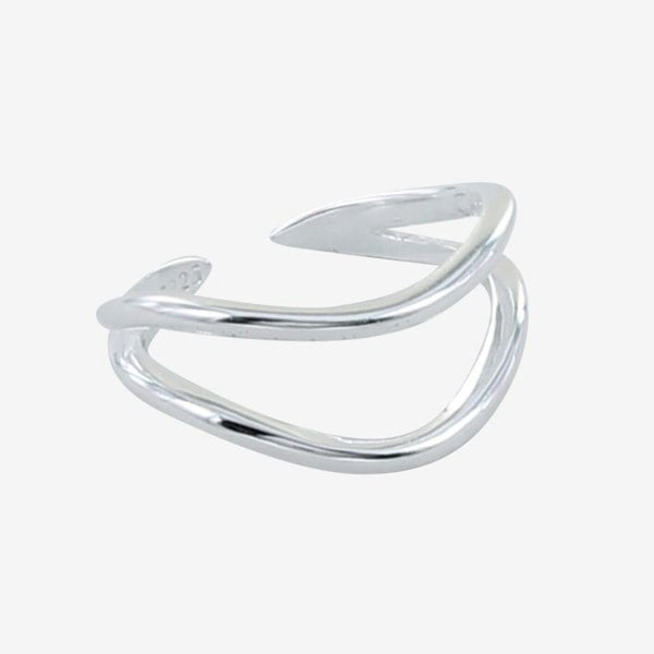 Sterling Silver Two Line Wave Adjustable Ring - Reeves & Reeves