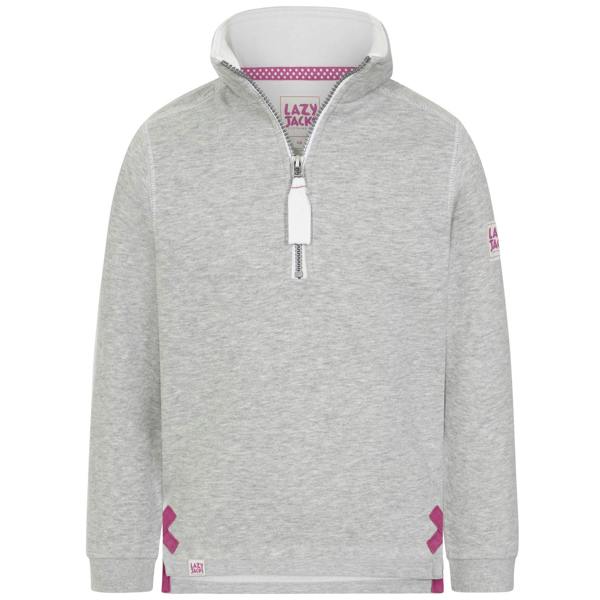 Lazy Jacks Girls Quarter Zip Sweatshirt - Grey Marl - 