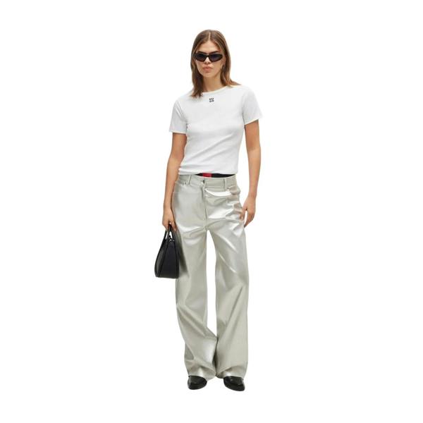 Hugo Womens/Ladies Embroidered Logo Regular T-Shirt - White - 