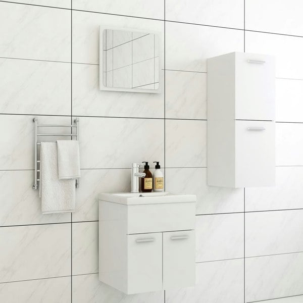 Berkfield Bathroom Furniture Set White Engineered Wood