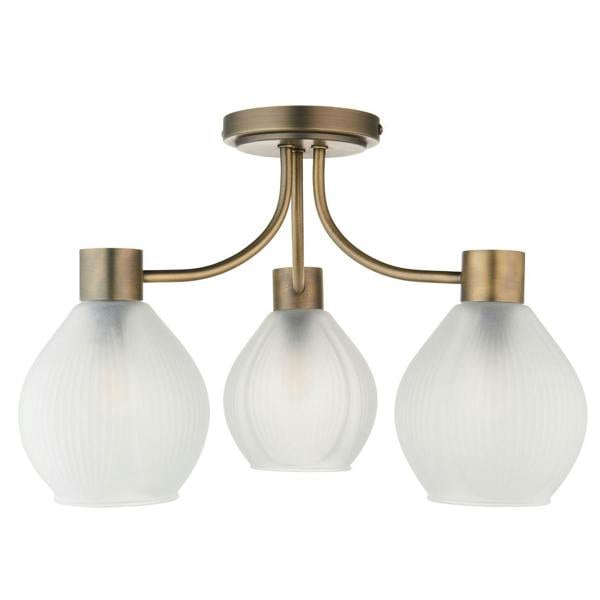 Pagazzi Lighting Hamilton 3 Light Antique Brass Semi Flush Ceiling Light
