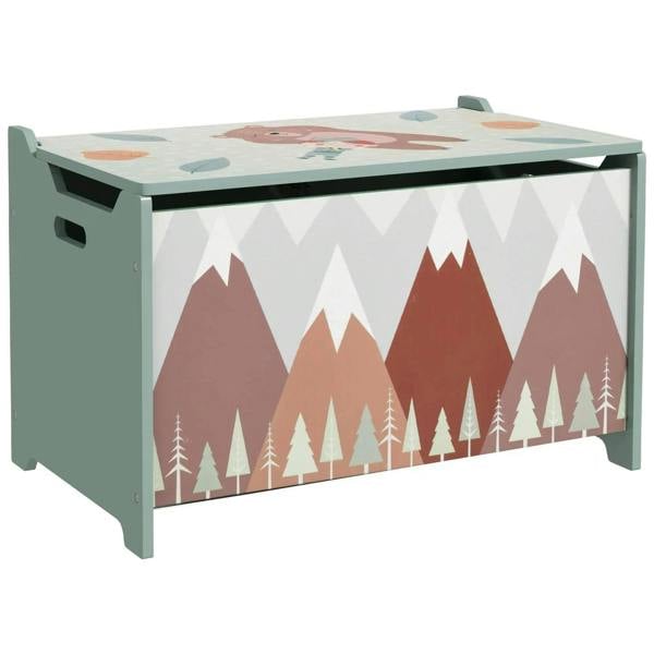 Bobobiy ZONEKIZ Toy Box, Kids Storage Chest, with Lid, Safety Hinge - Green
