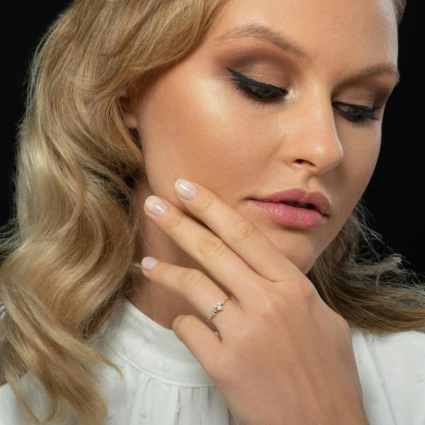 Adjustable Gold Plated Silver Ring for Women with Cubic Zirconia Stones - namana.london