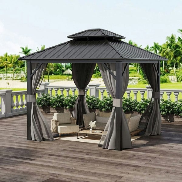 10×10ft/10×12ft Hardtop Patio Gazebo Living and Home 10×10ft 