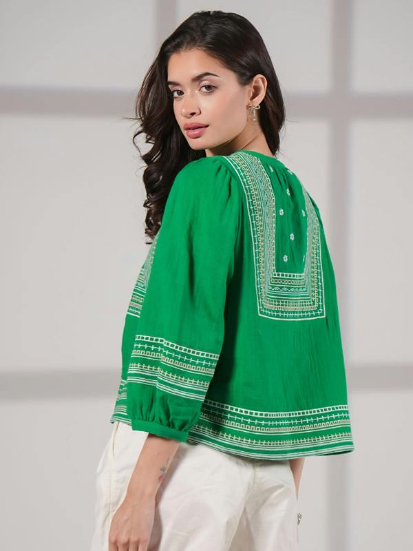Rose & Nancy Florence Green Cotton Jacket