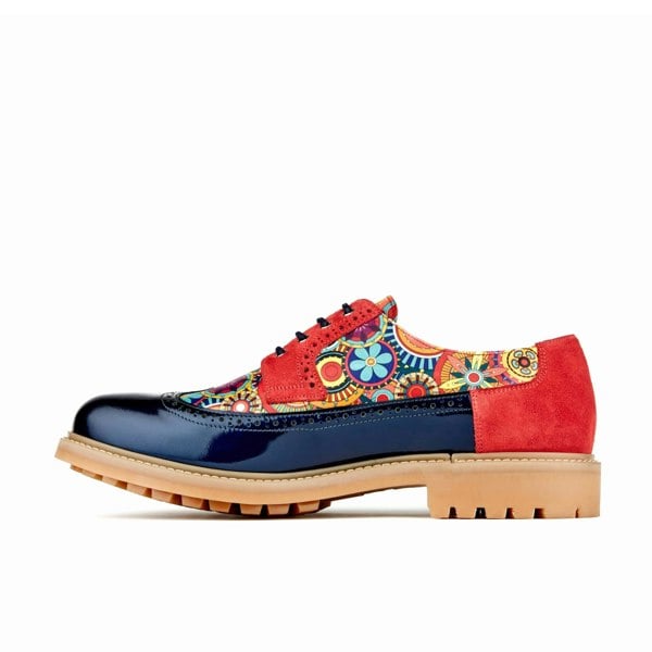 Embassy London Cyclone - Red Signature - Men's chunky sole leather shoe in multicolour leather