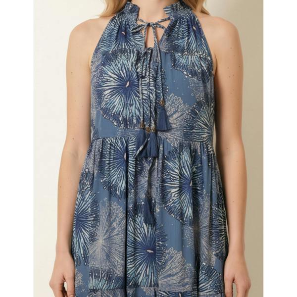 Blue Vanilla Tiered Tie Front Dress