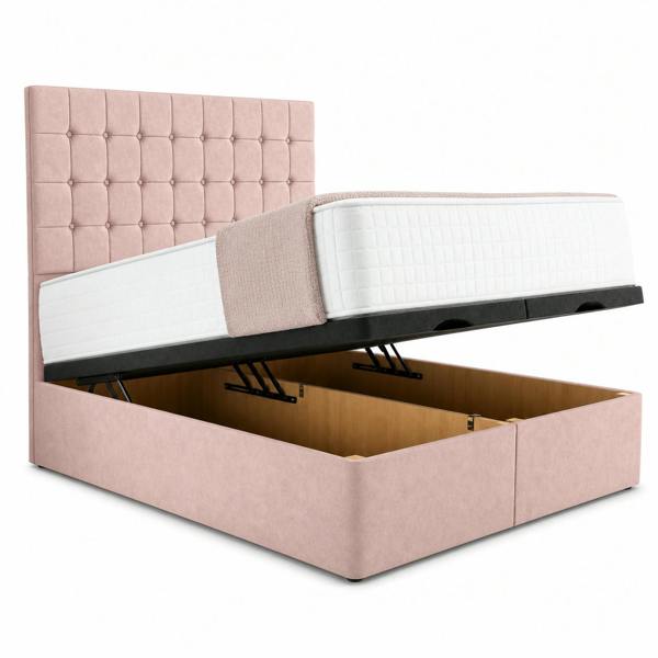 Great British Beds Glasgow Divan Ottoman Bed - Pink Plush