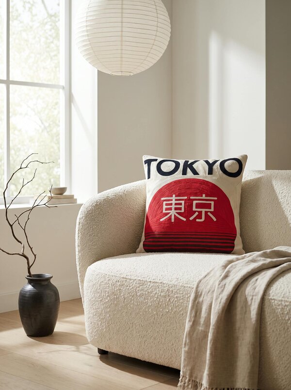 Tokyo Japan Needlepoint Cushion – Handmade Travel Pillow