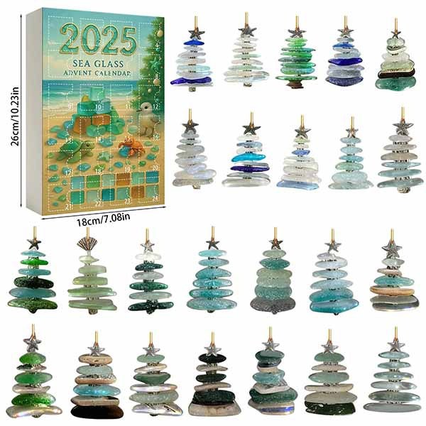 Leaper Acrylic Sea-Glass Christmas Tree Ornament Countdown Calendar