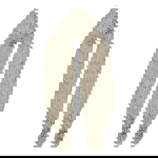 Aran Cable Knit Pom Pom Scarf Elevate Your Winter Style with Aran Cable Knit Pom Pom Scarf