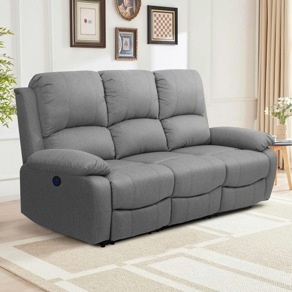 Comfy Living Linen Electric Reclining Sofa Set