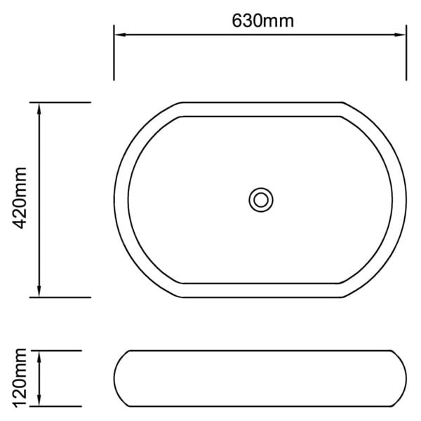 Berkfield Luxury Ceramic Basin Oval-shaped Sink White 63 x 42 cm