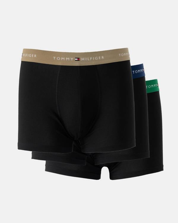 Tommy Hilfiger 3-Pack Logo Waistband Mens Trunks - Army/Navy/Green
