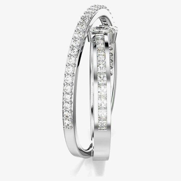 Swarovski Hyperbola Rhodium Plated Twisted Crossover Ring 569123