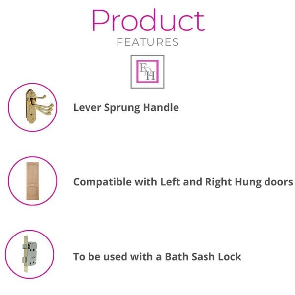 EDH Door Hardware Brass Door Handles - Askworth Internal Door Handles with Bathroom Sash Lock