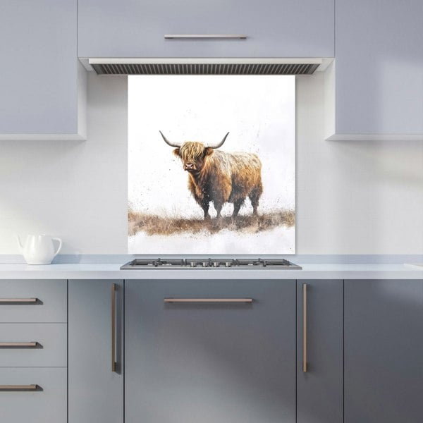 Warren Reed - Designer Highland Cow Watercolour Kitchen Splashback