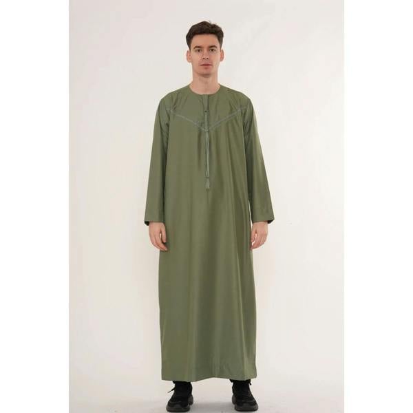 TT-008 - Men's Emirati Omani Arab Tassel Thobe - Olive - Thobez - 11