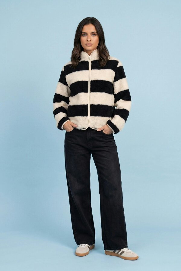 Urban Bliss Stripe Fleece Jacket