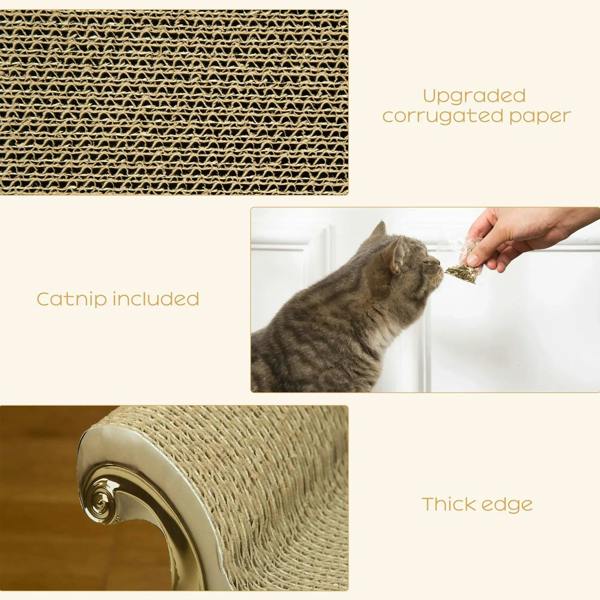 Corrugated paper scratching surface for cat sofa bed with catnip shown