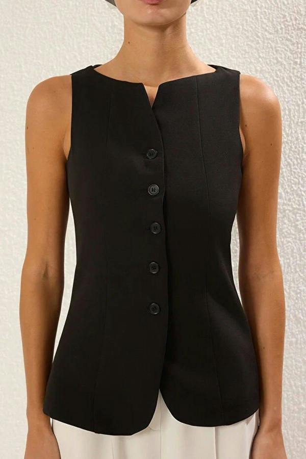 WOVCOR Boat Neck Regular Woven Vest