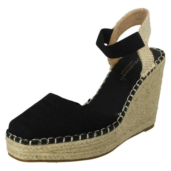 Savannah Ladies Savannah High Wedge Espadrille Slip On Summer Shoes Sandals F2305