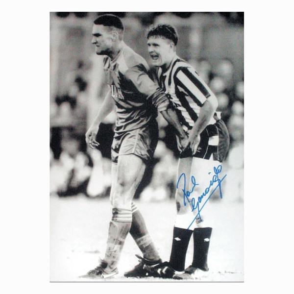 Paul “Gazza” Gascoigne with Vinny Jones signed photo — Premium framing