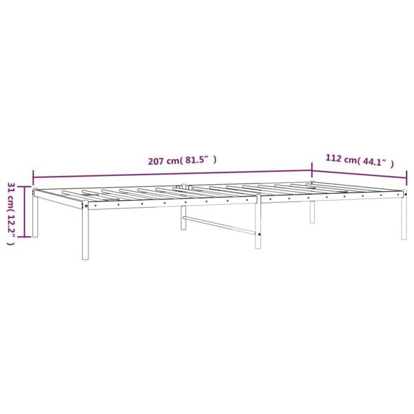 Berkfield Metal Bed Frame Black 107x203 cm