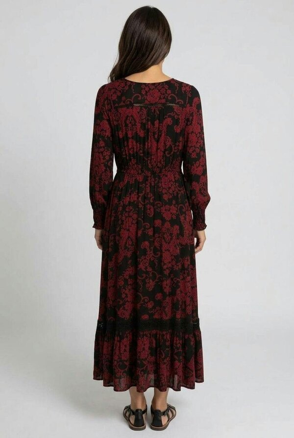Izabel London Printed Long Sleeve Relaxed Maxi Dress