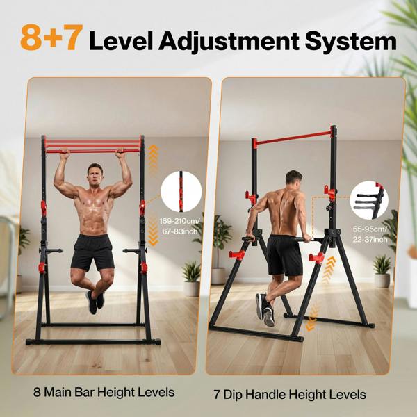 Centra Pull Up Bar  Pull Up Station  Dip Bars Free Standing  220KG  Black Red